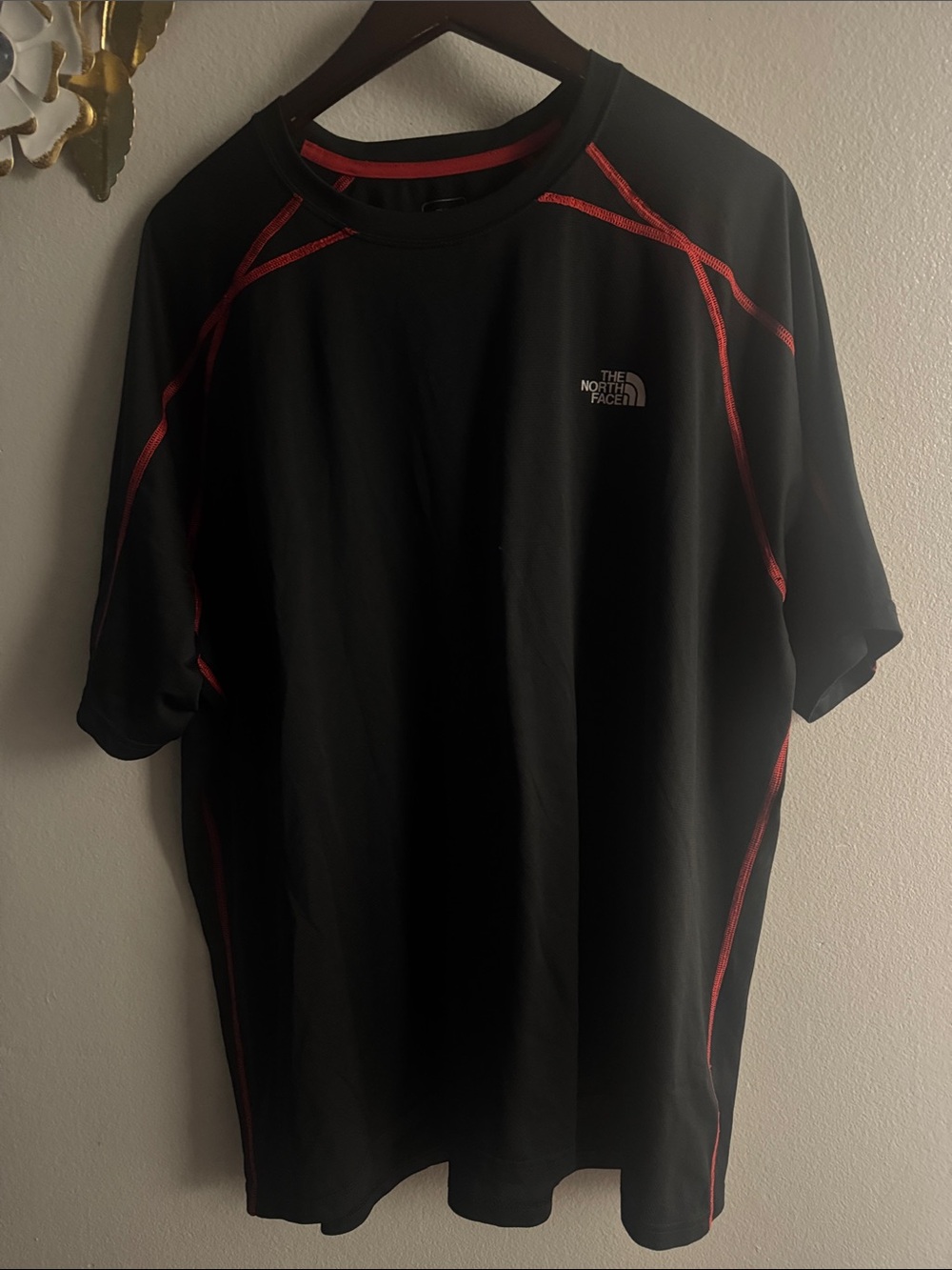 The North Face Black Men’s Short-Sleeve Active Tee with Red Stitching